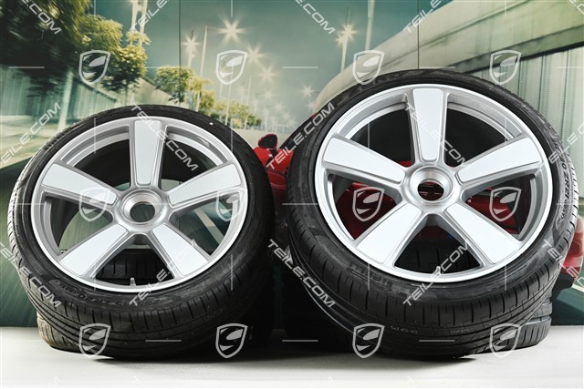 20-inch + 21-inch Sport Classic "911 Turbo 50 Years" summer wheel set, rims 9,5J x 20 ET44 + 12J x 21 ET70 + NEW Pirelli summer tyres 255/35 R20 + 315/30 R21, white high gloss