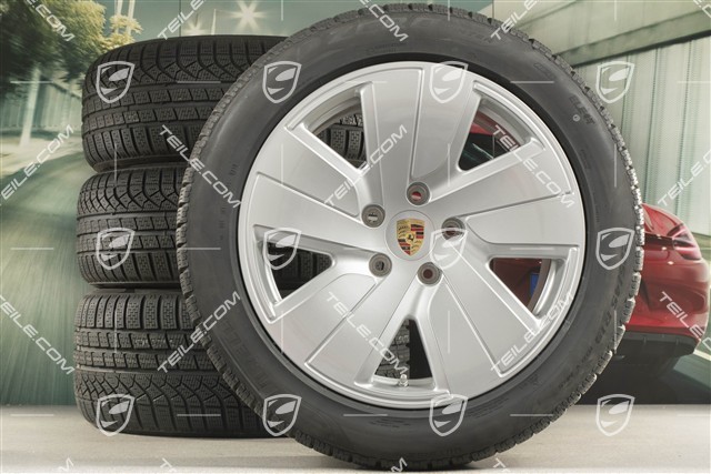19" koła zimowe Taycan S, komplet, felgi 8J x 19 ET50 + 10J x 19 ET47 + NOWE opony zimowe Pirelli 225/55 R19 + 275/45 R19