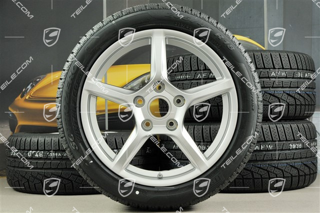 18" Boxster Winterräder Satz, Felgen 8J x 18 ET57 + 9,5J x 18 ET49, Pirelli Sottozero II Winterreifen 235/45 R18 + 265/45 R18