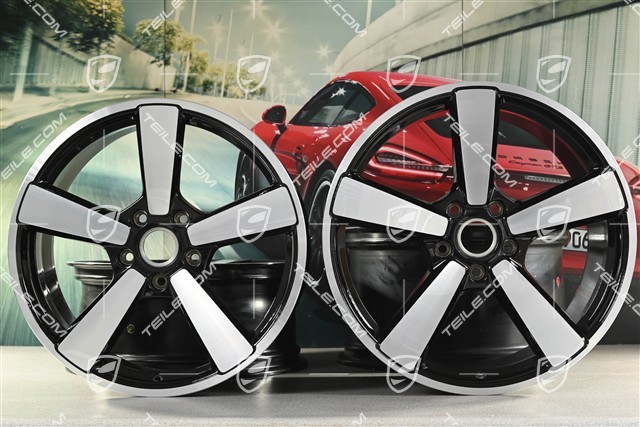 20"+21" Komplet felg Carrera Classic, felgi 8,5J x 20 ET50 + 11,5J x 21 ET79, czarny wysoki połysk