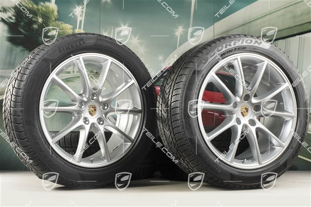 20" Cayenne COUPE Design Winterräder Satz, Felgen 9J x 20 ET50 + 10,5J x 20 ET55 + NEUE Pirelli Winterreifen 275/45 R20 + 305/40 R20, mit RDK-Sensoren