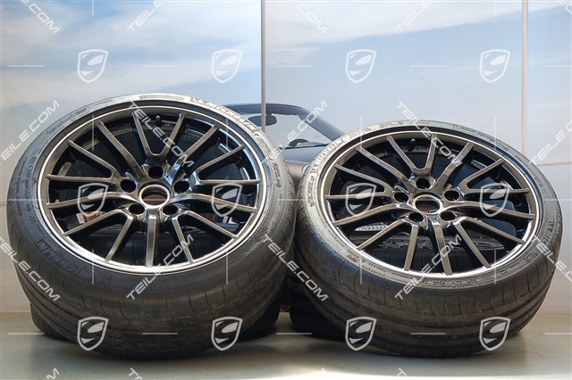 19" Komplet kół letnich Sport Design, felgi 8J x 19 ET57 + 9,5J x 19 ET46 + NOWE opony letnie 235/35 ZR19 + 265/35 ZR19, czarny wysoki połysk