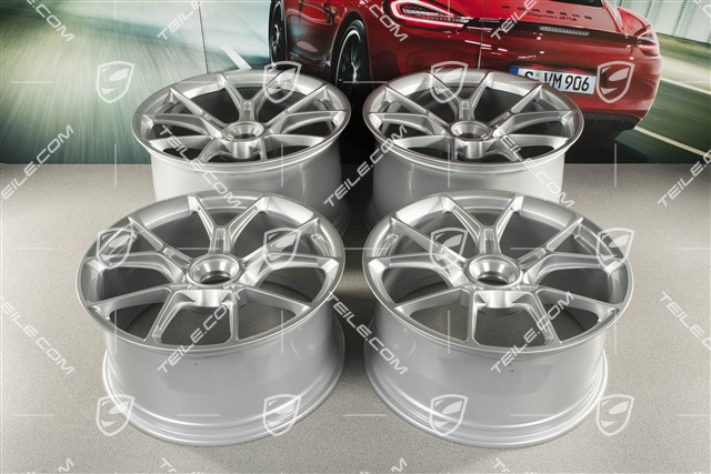 20"+21" GT3 komplet felg, 9,5J x 20 ET46 + 12J x 21 ET45, srebrny brilliant silver