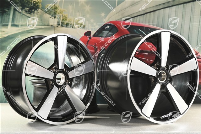 20"+21" Komplet felg Carrera Classic, felgi 8,5J x 20 ET50 + 11,5J x 21 ET79, czarny wysoki połysk