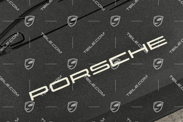 Gumowe dywaniki, komplet 2-częściowy, z sylwetką Porsche i napisem "Porsche", czarny RHD