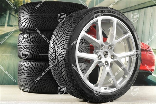 21-inch Panamera SportDesign Winter wheel set, wheel rims 9,5J x 21 ET71 + 10,5J x 21 ET71 + NEW Michelin Pilot Alpin 5 winter tyres 275/35 R21 + 315/30 R21, silver metallic