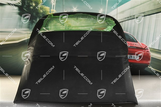 Convertible top, complete, black, glass damged. KPL
