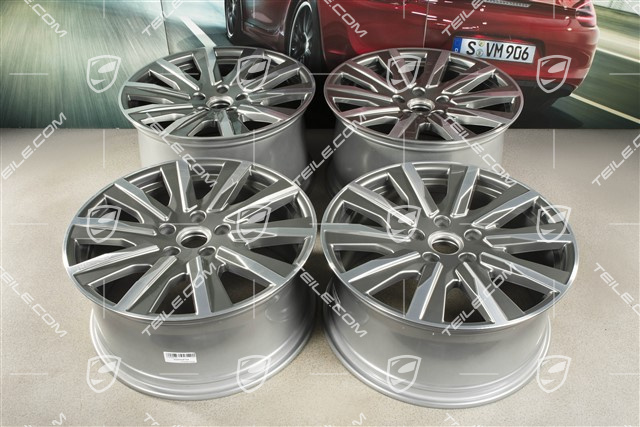 20-inch Taycan Tequipment Design wheel rim set, 9J x 20 ET54 + 11J x 20 ET60, platin silver