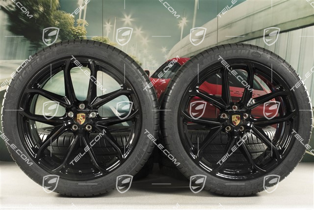 21" GT Design Sommerräder, Felgen 9,5J x 21 ET27 + 10J x 21 ET19 + Michelin Sommerreifen 265/40 R21 + 295/35 R21, schwarz hochglanz, mit RDK-Sensoren