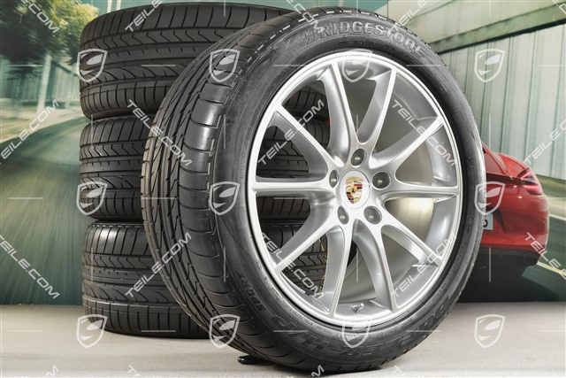 20-inch Cayenne Design summer wheel set, rims 9J x 20 ET50 + 10,5J x 20 ET64 + Bridgestone summer tyres 275/45 R20 + 305/40 R20, with TPMS, about 30km, DOT/prod.year 2021