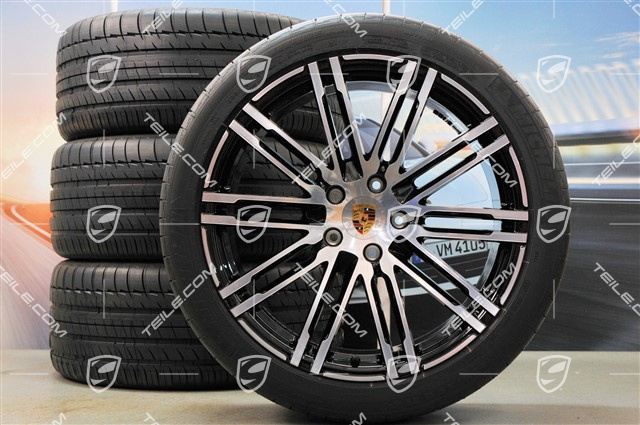 21" Turbo III Sommerräder Satz, Felgen 10J x 21 ET50 + NEUE Michelin Sommerreifen 295/35 R21, in SCHWARZ, mit RDK-Sensoren