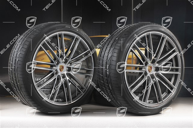 22-inch Cayenne Coupé Turbo IV summer wheel set, rims 10J x 22 ET48 + 11,5J x 22 ET52 + NEW Pirelli P Zero summer tyres 285/35 R22 + 315/30 R22, with TPMS
