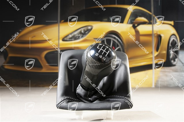 Schaltknopf,  GT3/911R, Leder/Carbon, Schwarz