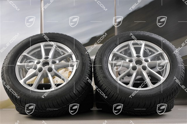 18" koła zimowe, komplet "Cayenne" facelift 2014->, felgi 8J x 18 ET53 + NOWE opony zimowe Dunlop 255/55 R18, z czujnikami ciśnienia