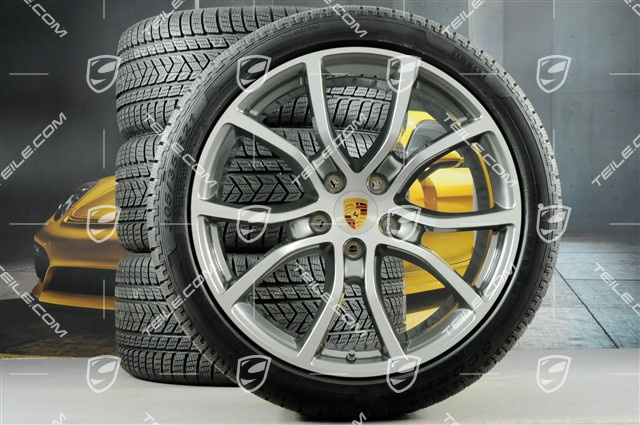 21" Cayenne Exclusive Design Winterräder Satz, Felgen 9,5J x 21 ET46 + 11,0J x 21 ET58 + Pirelli Winterreifen 275/40 R21 + 305/35 R21, mit RDK-Sensoren