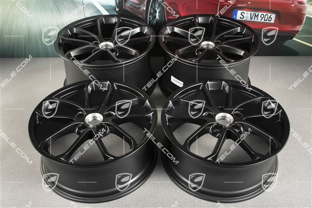 20-inch wheel rim set 718 Cayman GT4, wheel rims 8,5J x 20 ET61 + 11J x 20 ET50, black satin matt