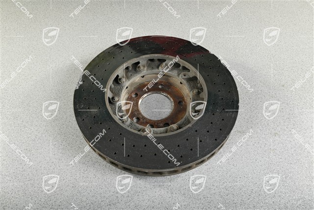 Brake disc, PCCB, 19", yellow caliper, right-hand drive, damaged
