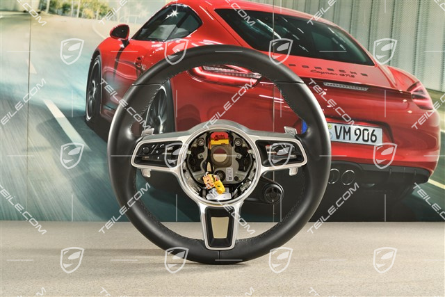 Kierownica PDK z łopatkami, Sport Chrono Plus Package, Skórzana, Czarna