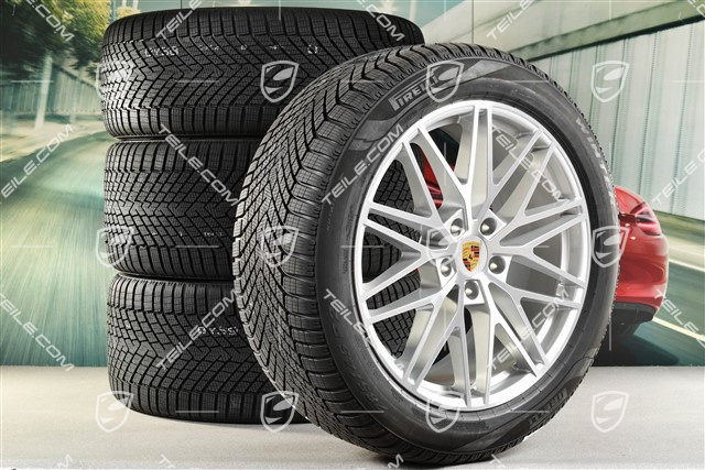 21" koła zimowe Cayenne COUPE "RS Spyder Design", komplet, felgi 9,5J x 21 ET46 + 11,0J x 21 ET49 + NOWE opony zimowe Pirelli Scorpion Winter 2 285/45 R21 + 305/40 R21, z czujnikami ciśnienia