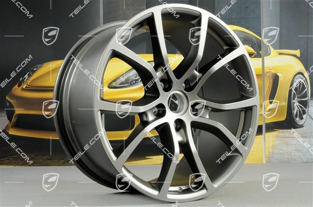21-inch wheel rim set Cayenne ExclusiveDesign, 11J x 21 ET58 + 9,5J x 21 ET46, Platinum Satin Matt