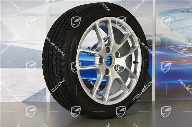 18" Winterräder Satz "Cayman", Felgen 8J x 18 ET57 + 9J x 18 ET47 + NEUE Winterreifen Pirelli SottoZero2 N0 235/45 R18 + 265/45 R18, mit RDK-Sensoren