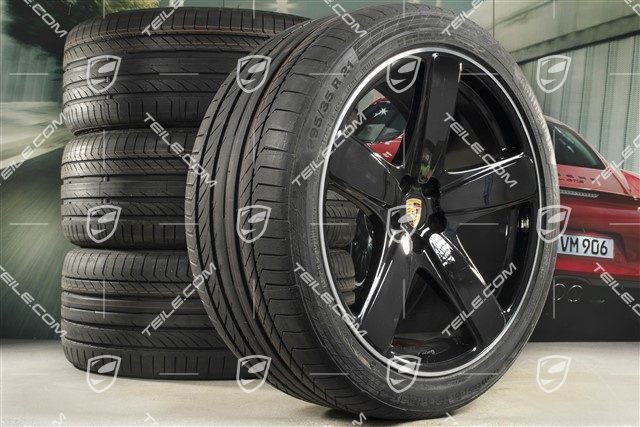 21-inch "Sport Classic" black (high gloss) summer wheels set, rims 9J x 21 ET26 + 10J x 21 ET19 + NEW Continental summer tyres 265/40 R 21 + 295/35 R 21, with TPMS