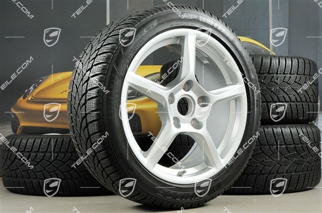 18" Boxster koła zimowe komplet, 8J x 18 ET57 + 9J x 18 ET47 + opony zimowe Dunlop 235/45 R18 + 265/45 R18, z czujnikami ciśnienia RDK