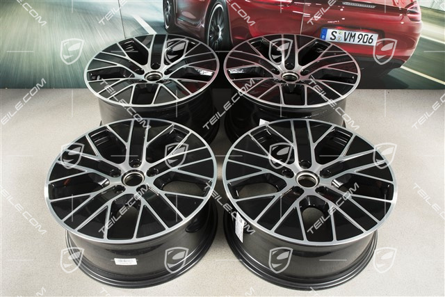 20" Felgensatz Turbo Aero, 9J x 20 ET54 + 11J x 20 ET60, schwarz hochglanz mit glanzgedrehter Stirnfläche