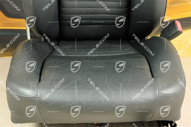 Fotel, regulowane manualnie, podgrzewane, skóra, czarne, uszkodzony, R