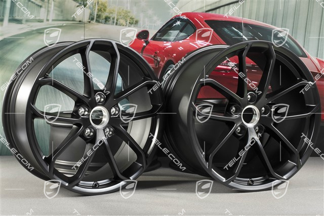 20-inch wheel rim set 718 Cayman GT4, wheel rims 8,5J x 20 ET61 + 11J x 20 ET50, black satin matt
