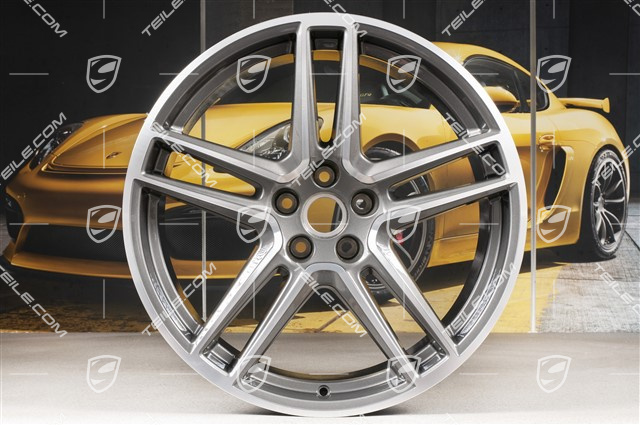 20-inch wheel rim set "Macan Turbo", 9J x 20 ET26 + 10J x 20 ET19, BORBET, Titanium