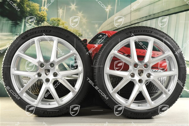 21" Panamera SportDesign Koła zimowe, komplet, felgi 9,5J x 21 ET71 + 10,5J x 21 ET71 + opony zimowe Michelin Pilot Alpin 5 275/35 R21 + 315/30 R21, srebrny metalik