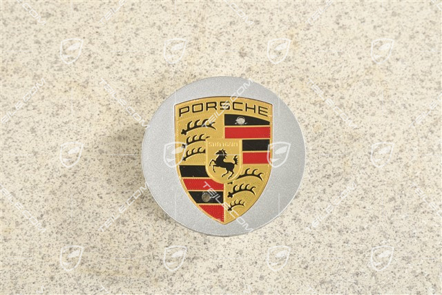 Radzierdeckel, konkav, farbiges Wappen, GT Silber