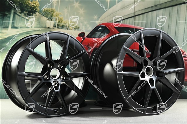 20+21-inch Carrera S wheel rim set, 8,5J x20 ET50 + 11,5J x 21 ET79, black satin matt
