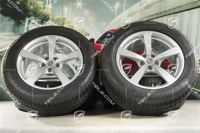 18" "Macan" koła zimowe komplet, felgi 8J x 18 ET21 + 9J x 18 ET21 + opony zimowe Pirelli 235/60 ZR 18 + 255/55 ZR 18, z czujnikami ciśninia