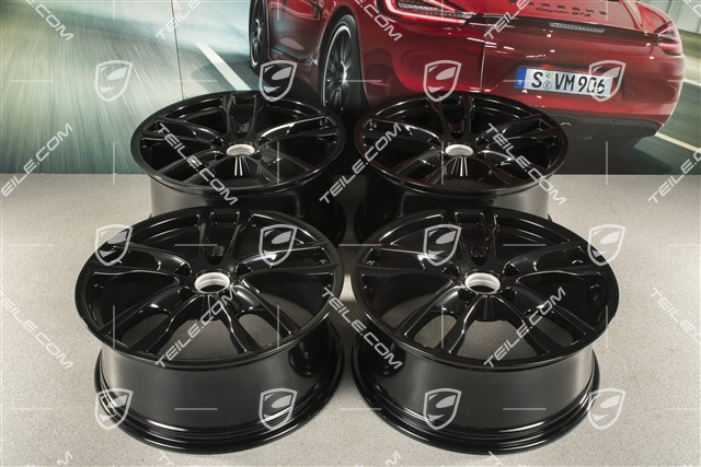 19" Boxster S III Felgensatz, 8J x 19 x ET 57 + 9,5J x 19 x ET 45, Schwarz Hochglanz