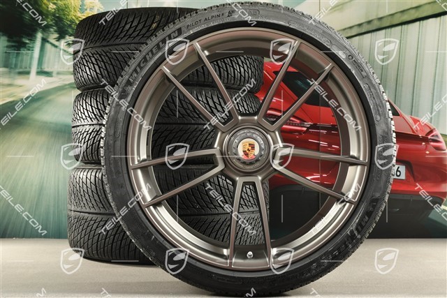 20/21-inch Turbo S winter wheel set, central lock wheel rims 8,5J x 20 ET40 + 11J x 21 ET66 + NEW Michelin winter tyres 245/35 R20 + 305/30 R21, platinum satin matt