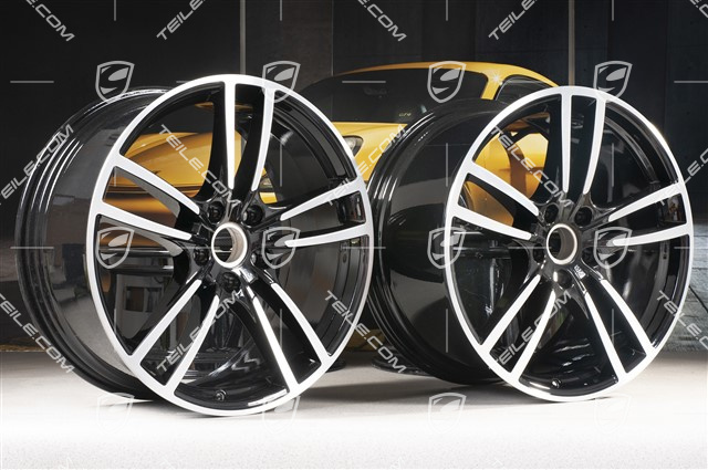 21" Felgensatz Cayenne Turbo, 11J x 21 ET58 + 9,5J x 21 ET46, schwarz hochglanz