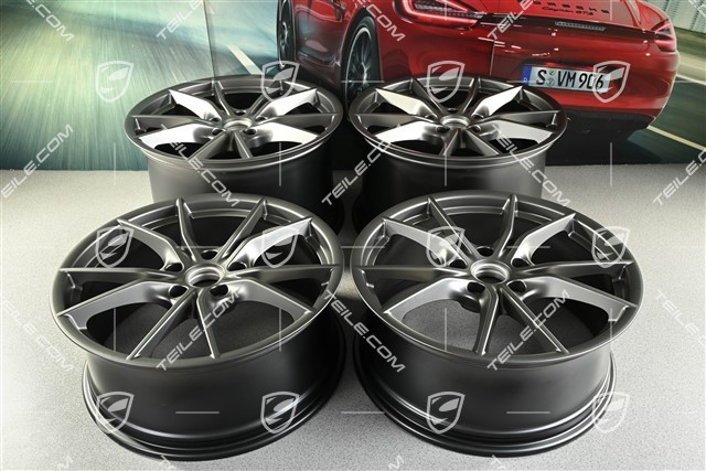 20-inch Carrera S IV wheel rim set, 8,5 J x 20 ET49 + 11,5 J x 20 ET76, Platinum satin-matt