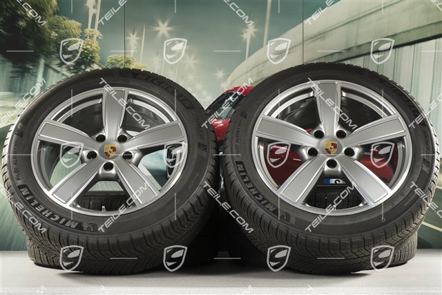 20" koła zimowe Cayenne COUPE Sport Classic, komplet, felgi 9J x 20 ET50 + 10,5J x 20 ET55 + NOWE opony zimowe Michelin 275/45 R20 + 305/40 R20, z czujnikami ciśnienia