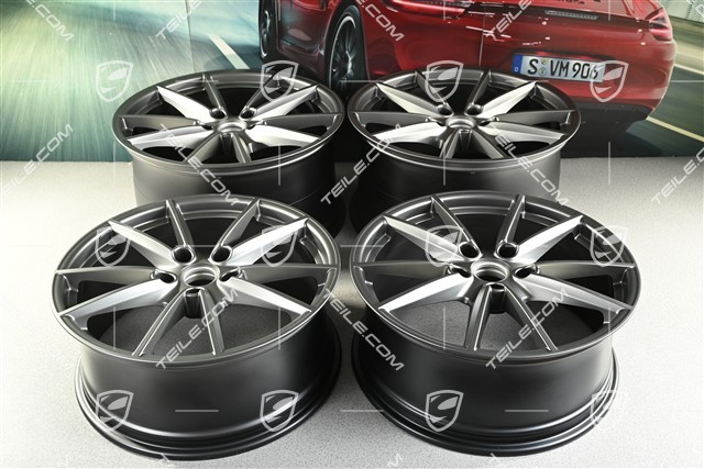 20"+21" wheel rim set Carrera S, 8,5J x 20 ET53 + 11J x 21 ET66, platinum satin matt