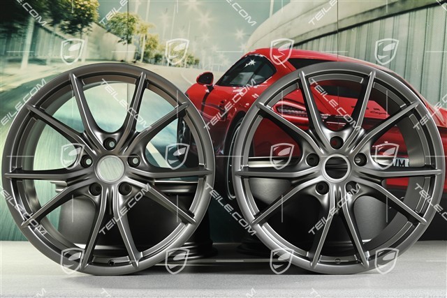 20-inch Carrera S IV wheel rim set, 8,5 J x 20 ET49 + 11,5 J x 20 ET76, Platinum satin-matt