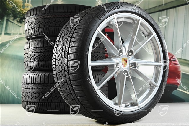 20"+21" Carrera S Winterräder Satz, Felgen 8,5J x 20 ET53 + 11J x 21 ET66 + NEUE Continental Winterreifen 245/35 R20 + 295/30 R21, mit RDK-Sensoren, DOT/Bj. 2022
