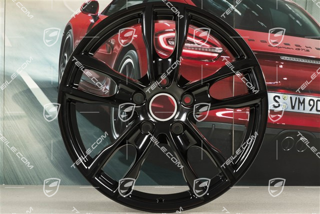 19" Boxster S III Felgensatz, 8J x 19 x ET 57 + 9,5J x 19 x ET 45, Schwarz Hochglanz