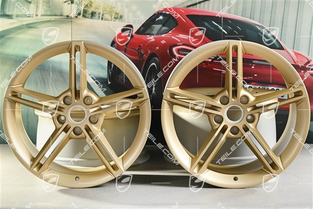 21" Wheel rim set Mission E Design, 9,5J x 21 ET60 + 11,5J x 21 ET66, aurum satin matt