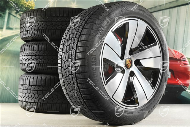 19" Taycan S Winterräder Satz, Felgen 8J x 19 ET50 + 10J x 19 ET47, Continental Winterreifen 225/55 R19 + 275/45 R19, DOT/Bj. 2021/2022, Reifenprofil 6mm