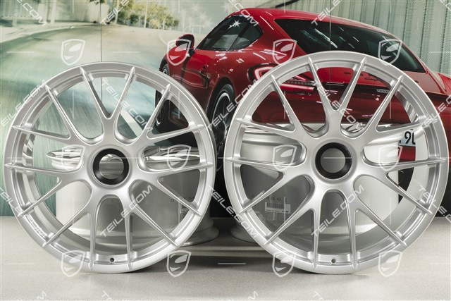 20"+21" GT2RS/GT3RS Magnesium zestaw felg, felgi 9,5 J x 20 ET50 + 12,5 J x 21 ET48, brylantowy srebrny