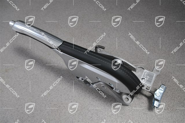 Handbremshebel Aluminium, schwarzes Leder