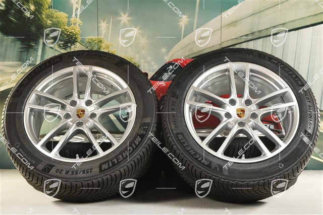 20" Cayenne Sport Winterräder Satz, Felgen 9J x 20 ET50 + 10,5J x 20 ET64 + NEUE Michelin Winterreifen 255/55 R20 + 295/45 R20, mit RDK-Sensoren