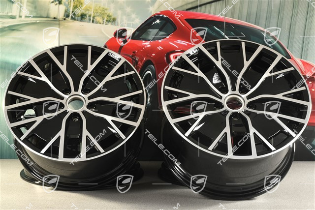 20" Felgensatz Turbo S Aero Design, 9J x 20 ET54 + 11J x 20 ET60, schwarz hochglanz mit glanzgedrehter Stirnfläche